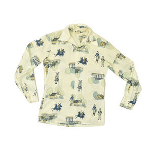 Vintage Montgomery Ward Men's Western Cowboy Horse Long Sleeve Shirt Size M